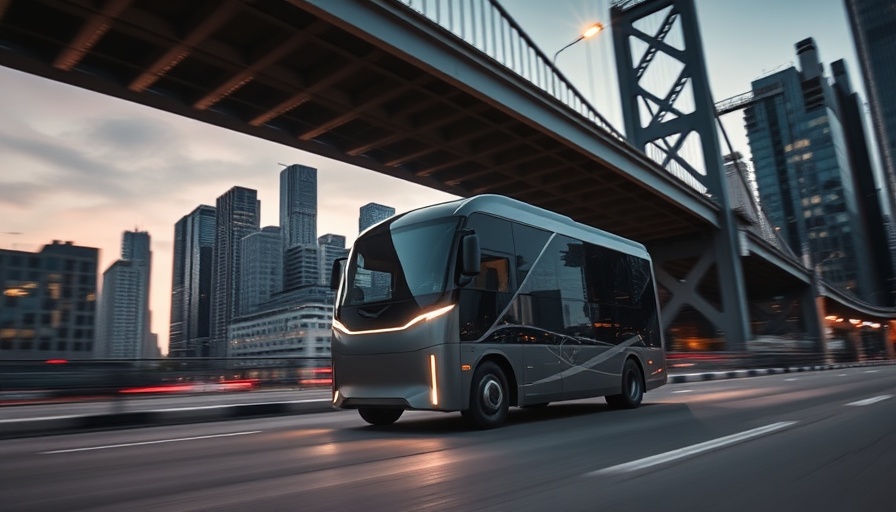 Sleek modern electric truck under a bridge at dusk, showcasing production.
