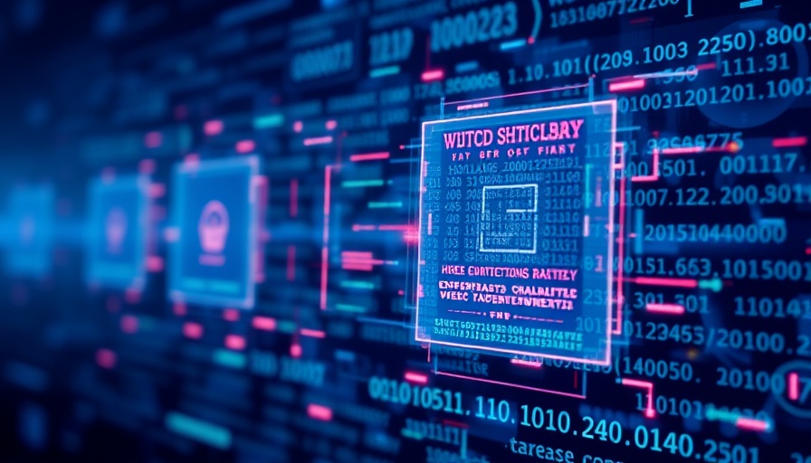 Abstract cybersecurity data blocks in digital interface style.