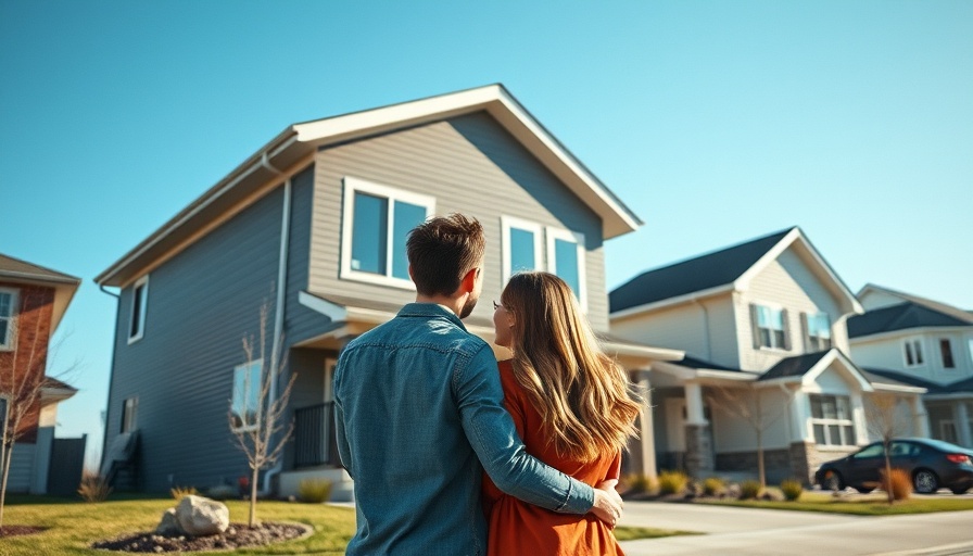 Couple admiring new house, lifestyle creep impact on financial independence.