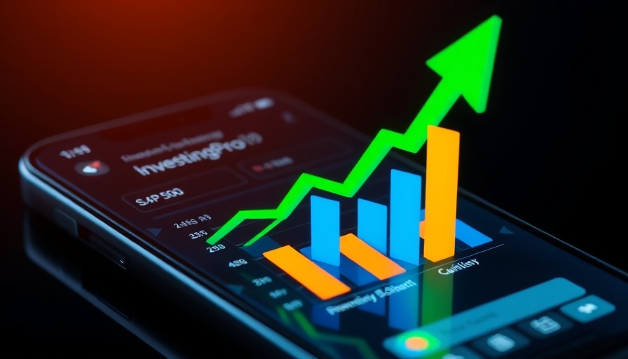 Smartphone displaying financial chart with 'S&P 500' and 'InvestingPro'.