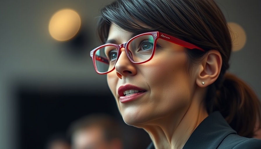 US audit regulator, woman speaking with red glasses.