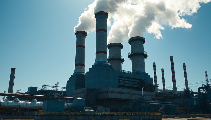 Modern coal plant in Silicon Valley with billowing smoke, capturing industrial essence.