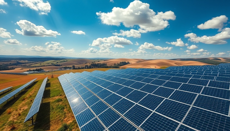 Vast solar panel field highlighting clean energy importance in AI race.