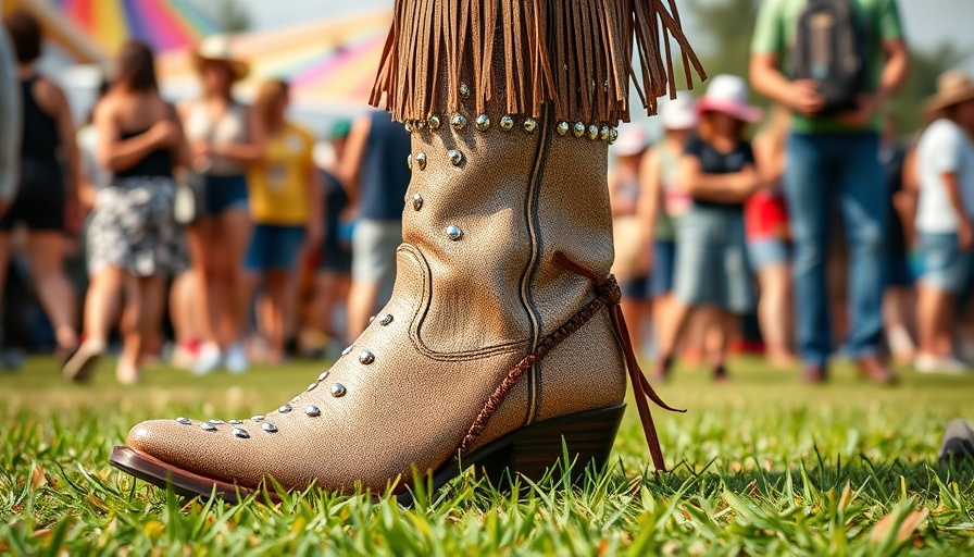 Stylish cowboy boots with fringe at Stagecoach Country Music Festival.