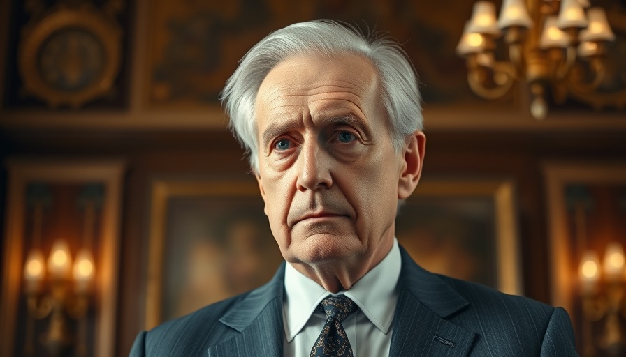 Contemplative elderly man in formal suit, SEC enforcement context.