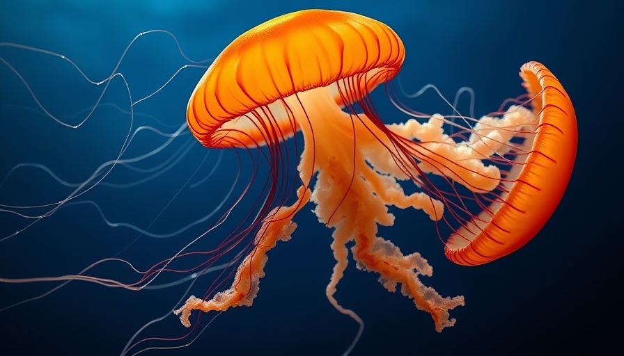 Graceful jellyfish floating in deep blue ocean.