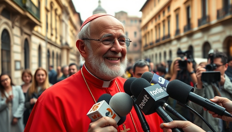 Cardinal smiling with press, conclave to elect a new pope