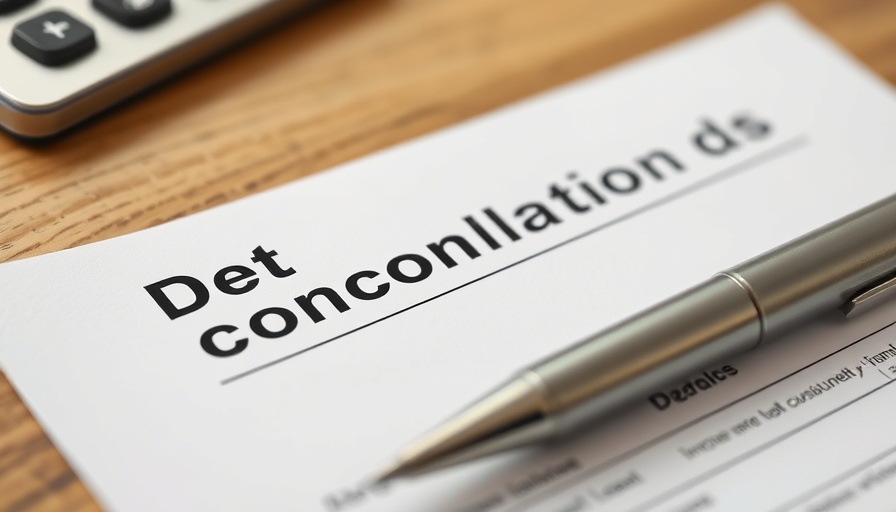 Debt consolidation loan document with pen on a desk.