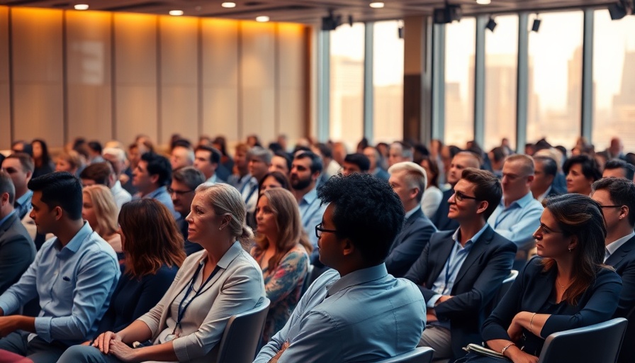 Business startup funding event with diverse audience engaged in discussion.