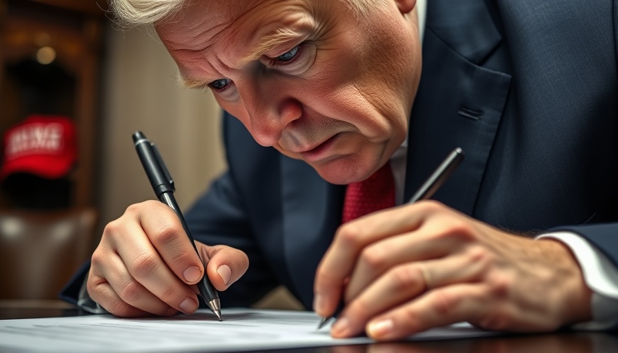 Close-up of executive order signing with a red hat, Trump executive orders law firm.