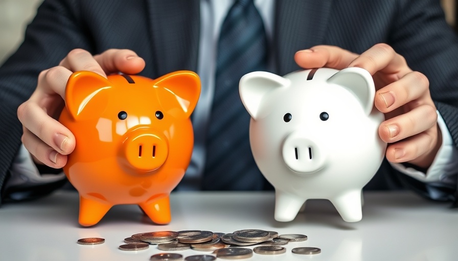 Businessman holding piggy banks for debt consolidation vs debt settlement concept