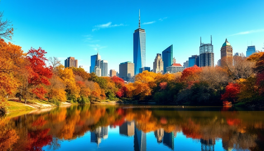 Central Park in autumn with New York skyline, best places to live in New York.