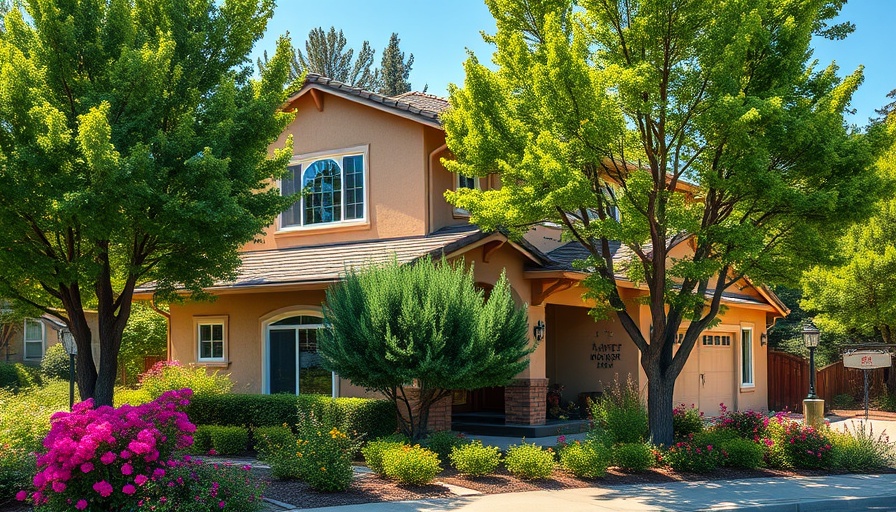 Charming Bay Area suburban home surrounded by greenery.