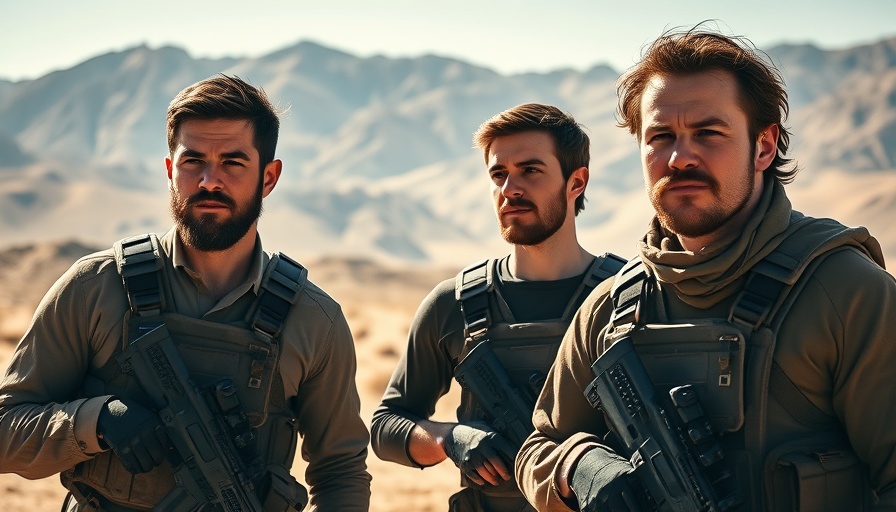 Three characters in tactical gear in a desert scene from Thunderbolts.