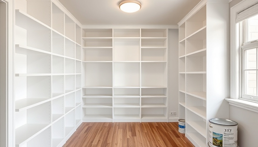 DIY walk-in closet updates with newly installed shelves.