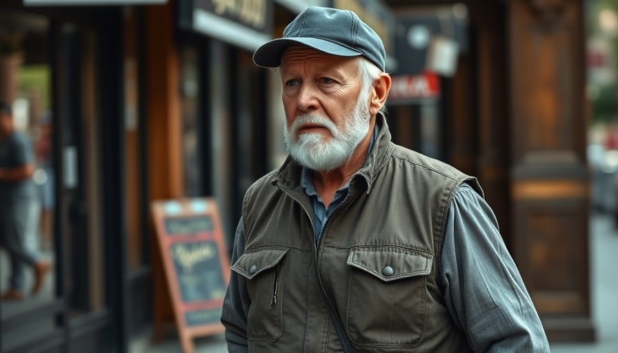 Focused man walking in urban Texas setting during shift.