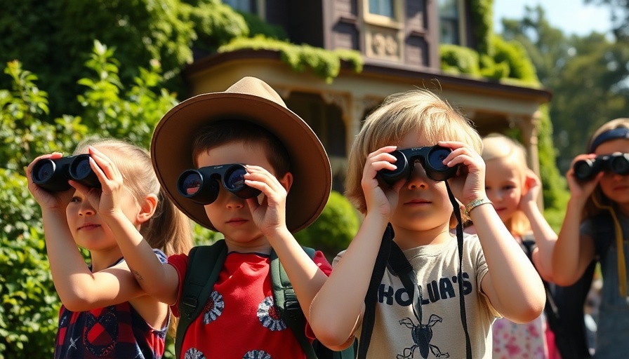 Children at Marin wildlife organization event with binoculars outdoors.