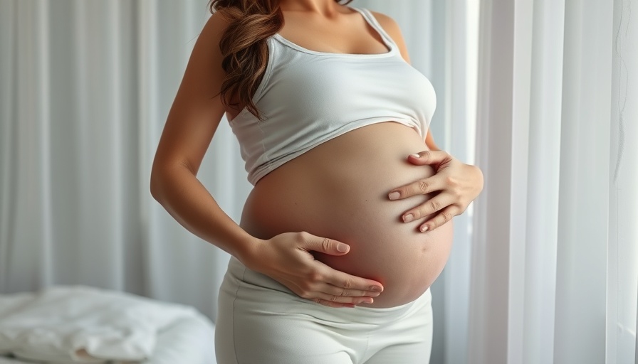 Pregnant woman by window considering gestational diabetes and ADHD risk.