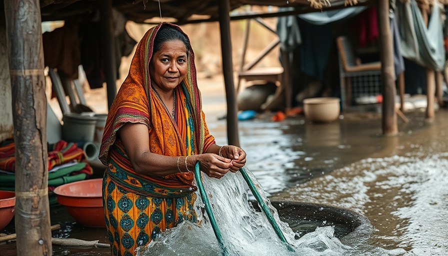 Young woman washing clothes in rural area, highlighting sustainable solutions.