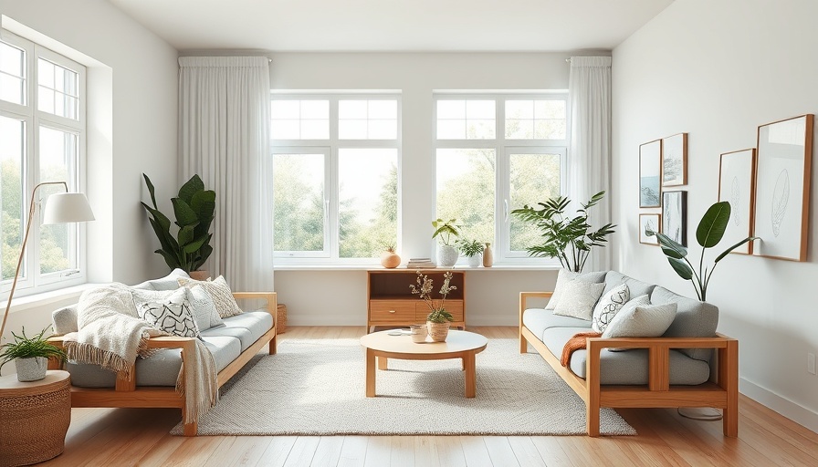 Scandinavian living room interior design with minimalist decor.