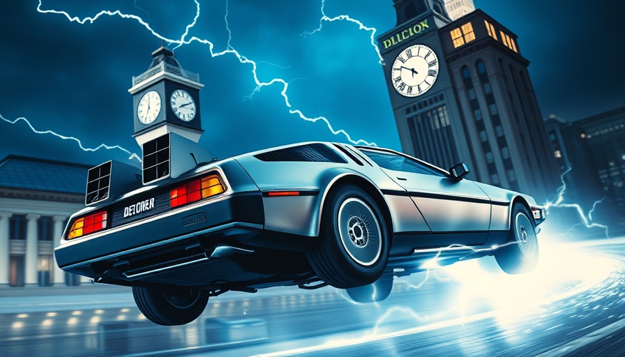 Universal Fan Fest Nights iconic flying DeLorean with lightning.