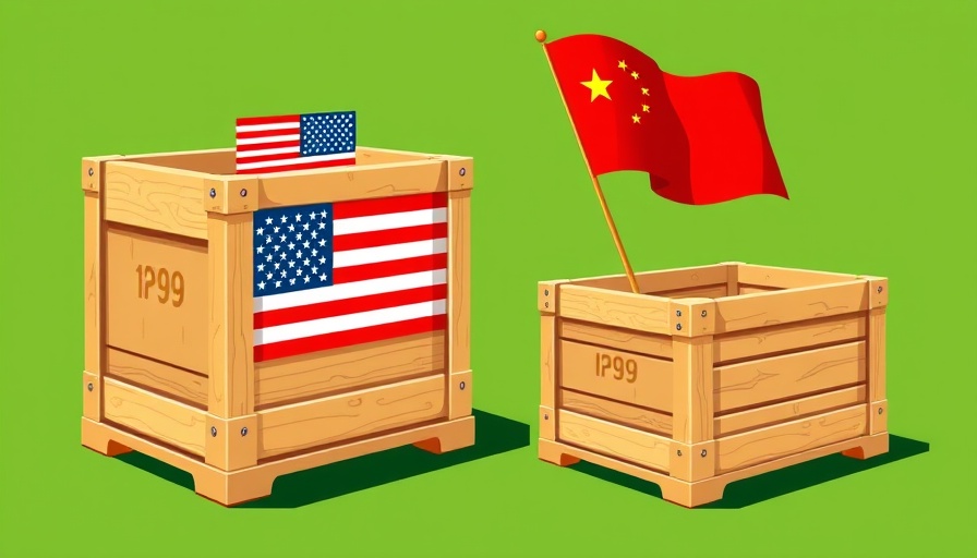 Illustration of US and China crates symbolizing economic competition.