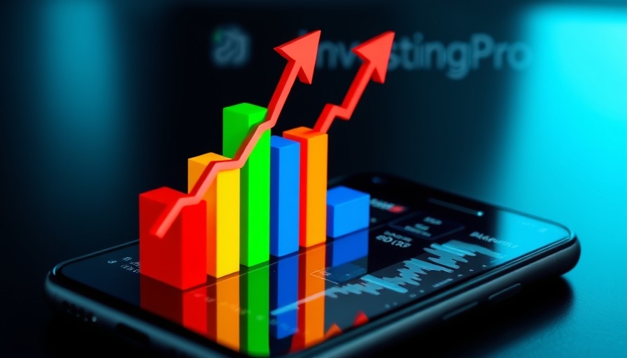 3D graph on smartphone illustrating US stock market trends.