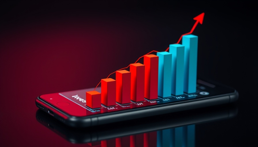 3D chart on phone displaying financial growth trends in corporate America.