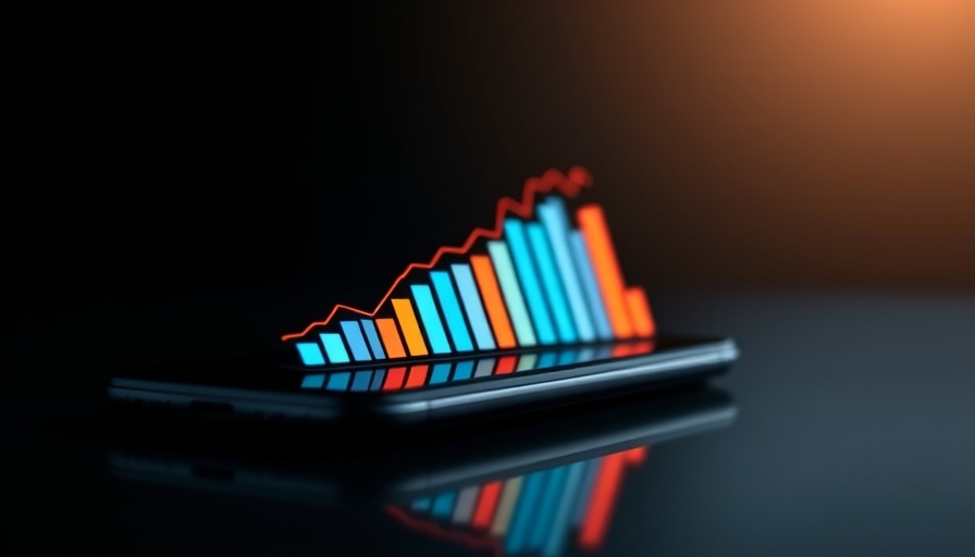 Modern financial chart on smartphone symbolizing market growth.
