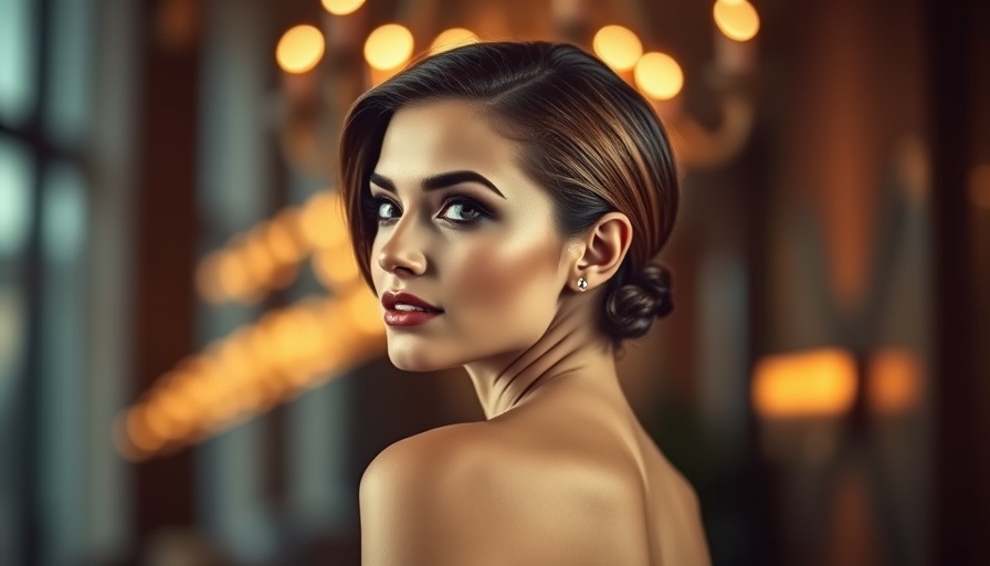 Elegant woman in warm lighting, serene and poised with sleek hairstyle.