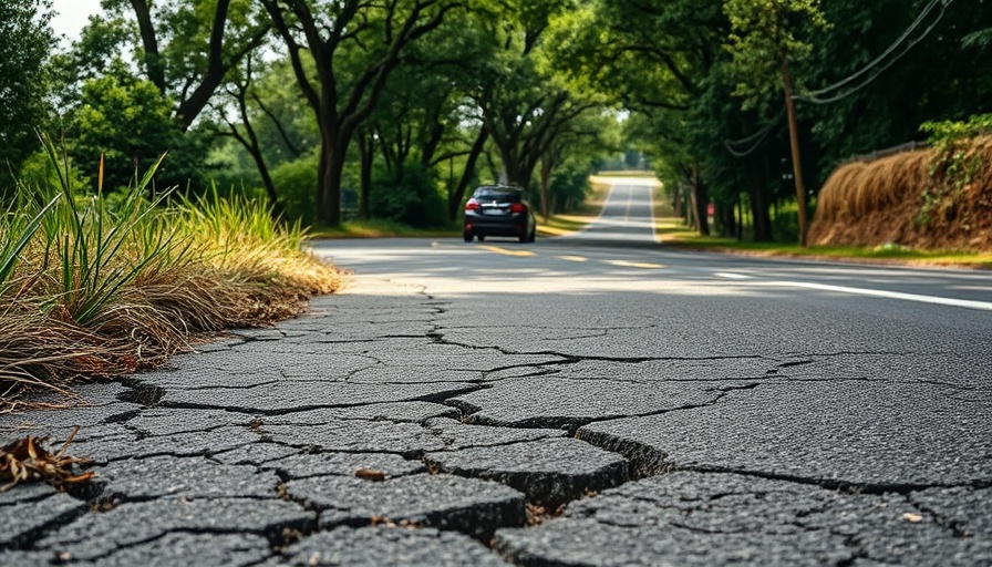 San Anselmo street resurfacing project, cracked road with greenery.