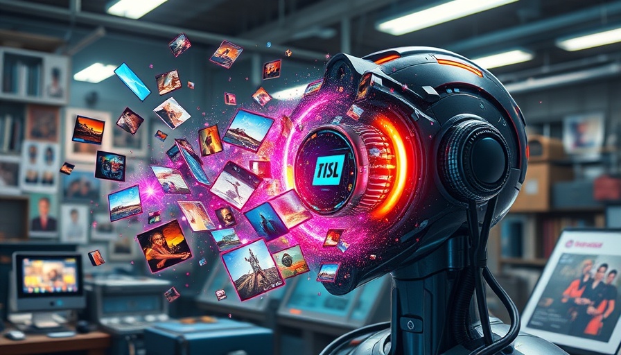 Futuristic AI image generator producing colorful images, vintage press theme