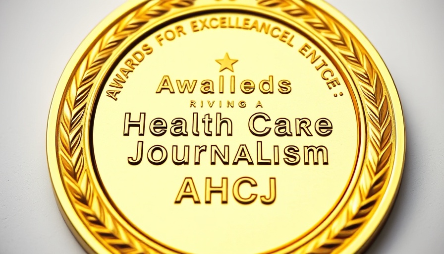 Golden medal for Health Journalism Awards 2024 with embossed text.