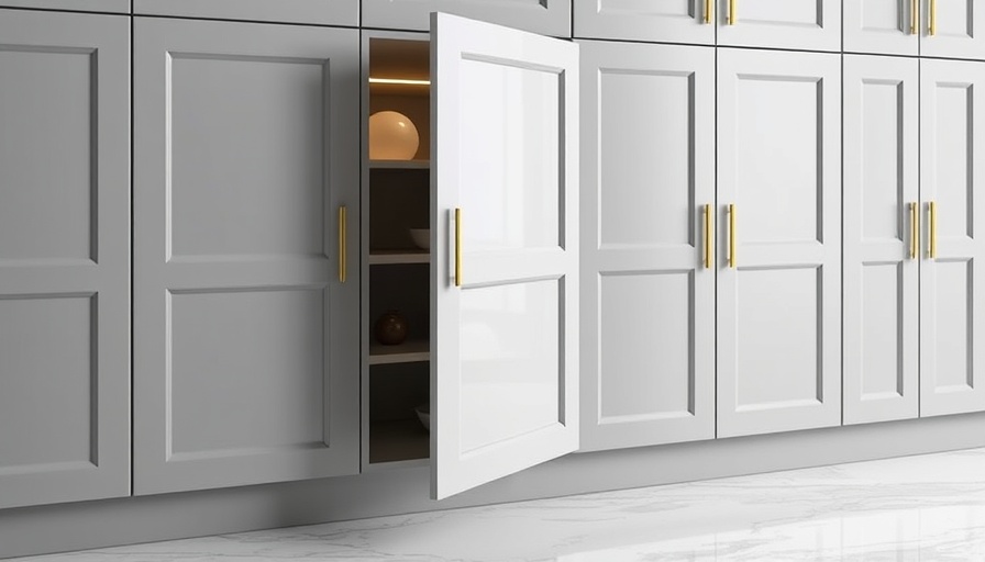 Modern kitchen cabinet with gold handles, home renovation ideas.