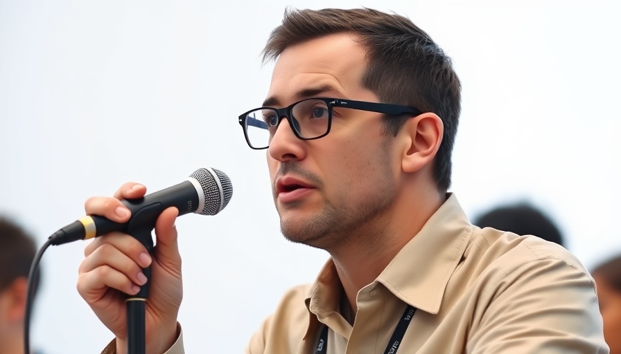 Speaker discussing TechCrunch Sessions AI discounts at event.