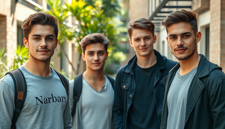 Confident young men embody B2B trade innovation outdoors.