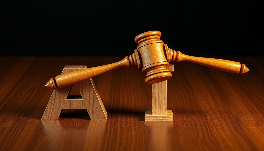 AI-powered legal analysis platform represented by a gavel and AI letters.