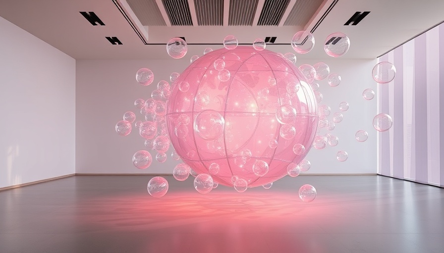 San Francisco Balloon Museum art installation with spheres and bubbles.
