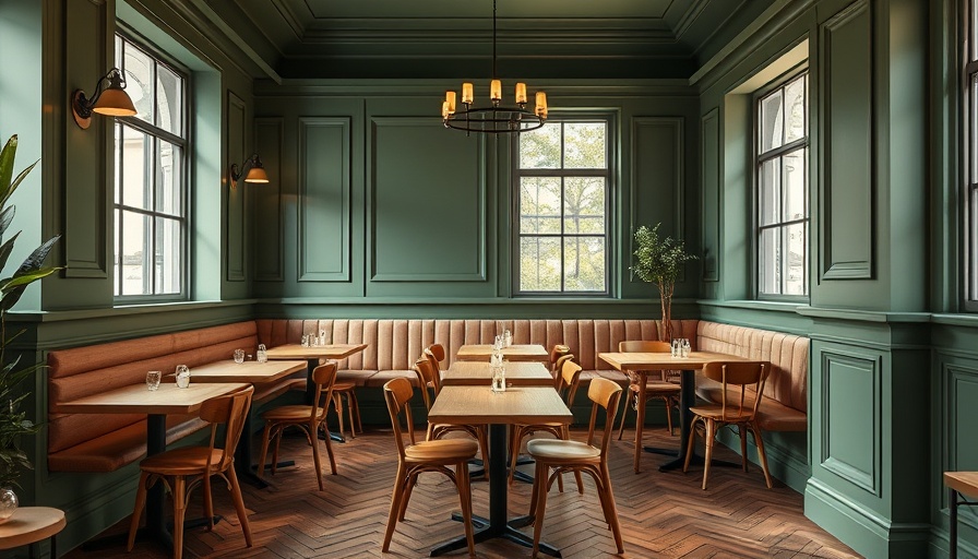 Chic cafe interior with trendy decor and cozy seating, representing cafe core trend.