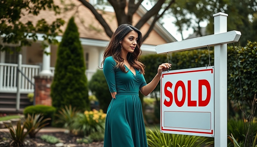 Real estate agent placing 'sold' sign on a house for sale board.