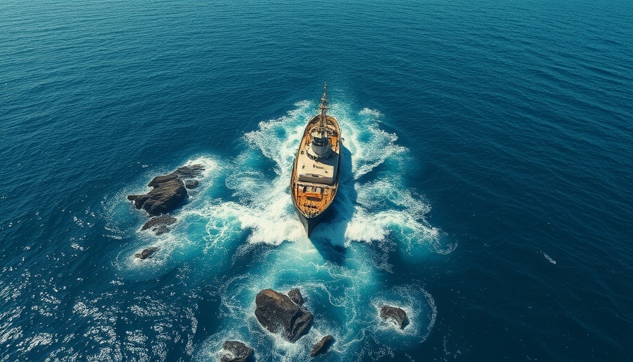 Aerial shot of a stranded ship illustrating tugboat skipper liability.