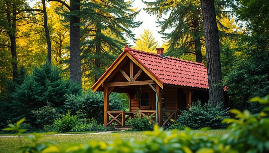 Charming tiny house surrounded by lush greenery for tiny house living.