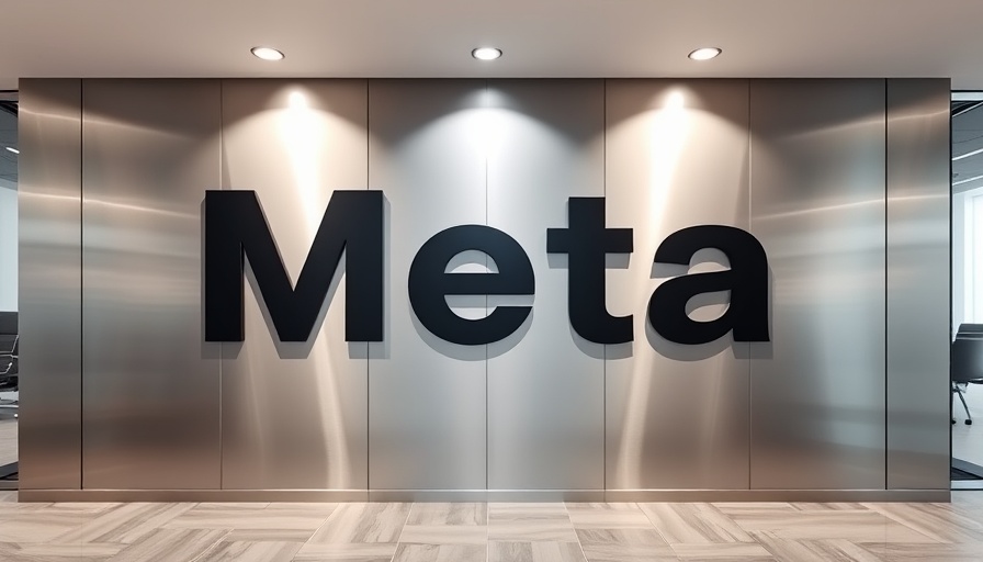 Meta logo in a sleek office setting, highlighting brand identity.