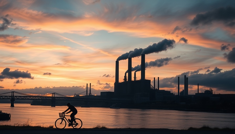 Irish manufacturing in silhouette at dusk, industrial growth scene.