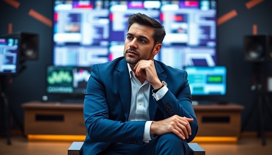 Professional businessman discussing Robinhood revenue strategy in studio.