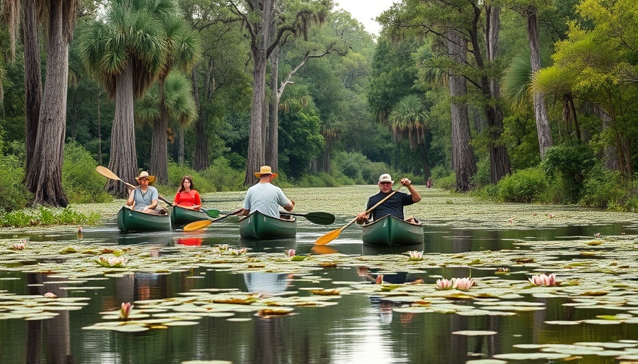 Canoeing in Okefenokee Swamp with rich wildlife and scenery.