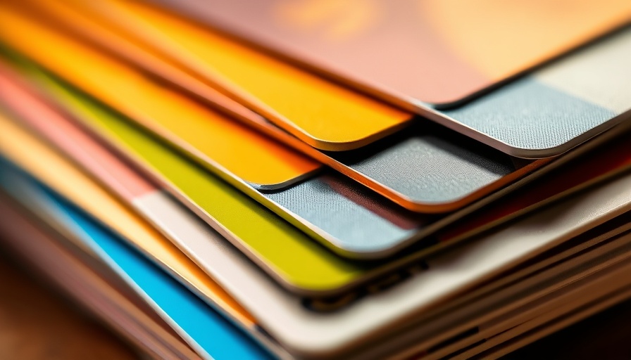 Vibrant credit cards displaying metallic textures in soft light, illustrating AI-powered shopping.