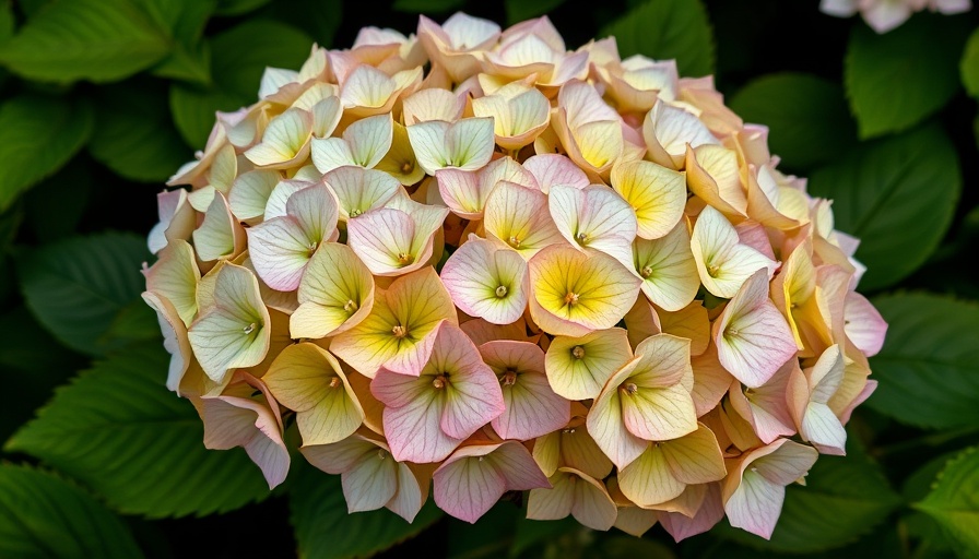 Hydrangea bloom problems: colorful flowers with foliage.
