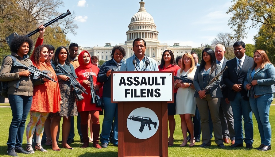 Group supporting assault weapons ban in front of Capitol.