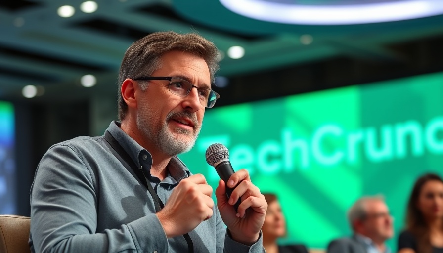Engaged speaker in discussion at TechCrunch Disrupt, focusing on end-to-end data movement platform.